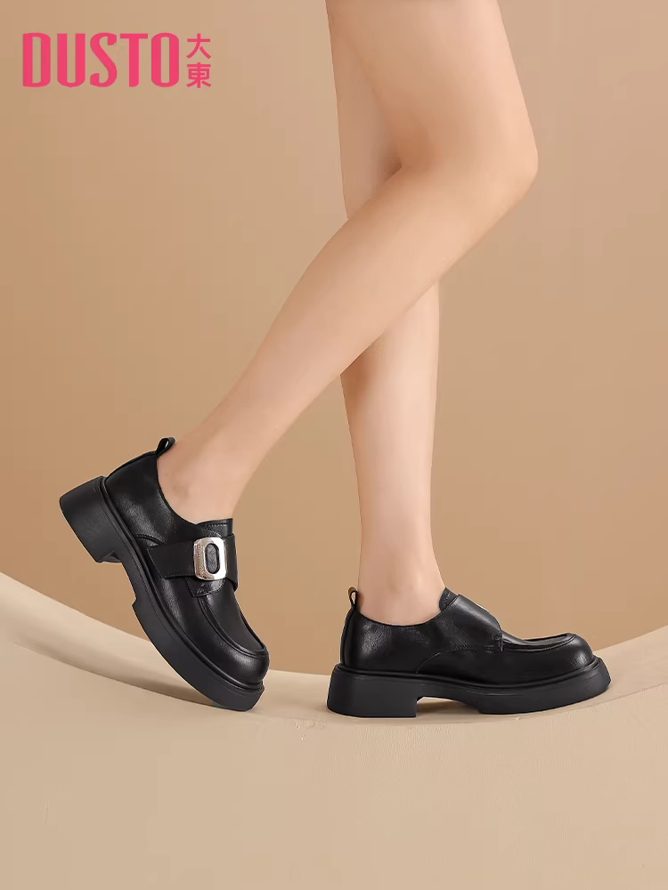 Giày lười đế dày Dadong dành cho nữ 2025 mới thu đông phong cách Anh Quốc JK giày da nhỏ đa năng mũi tròn đế mềm giày đơn dành cho nữ