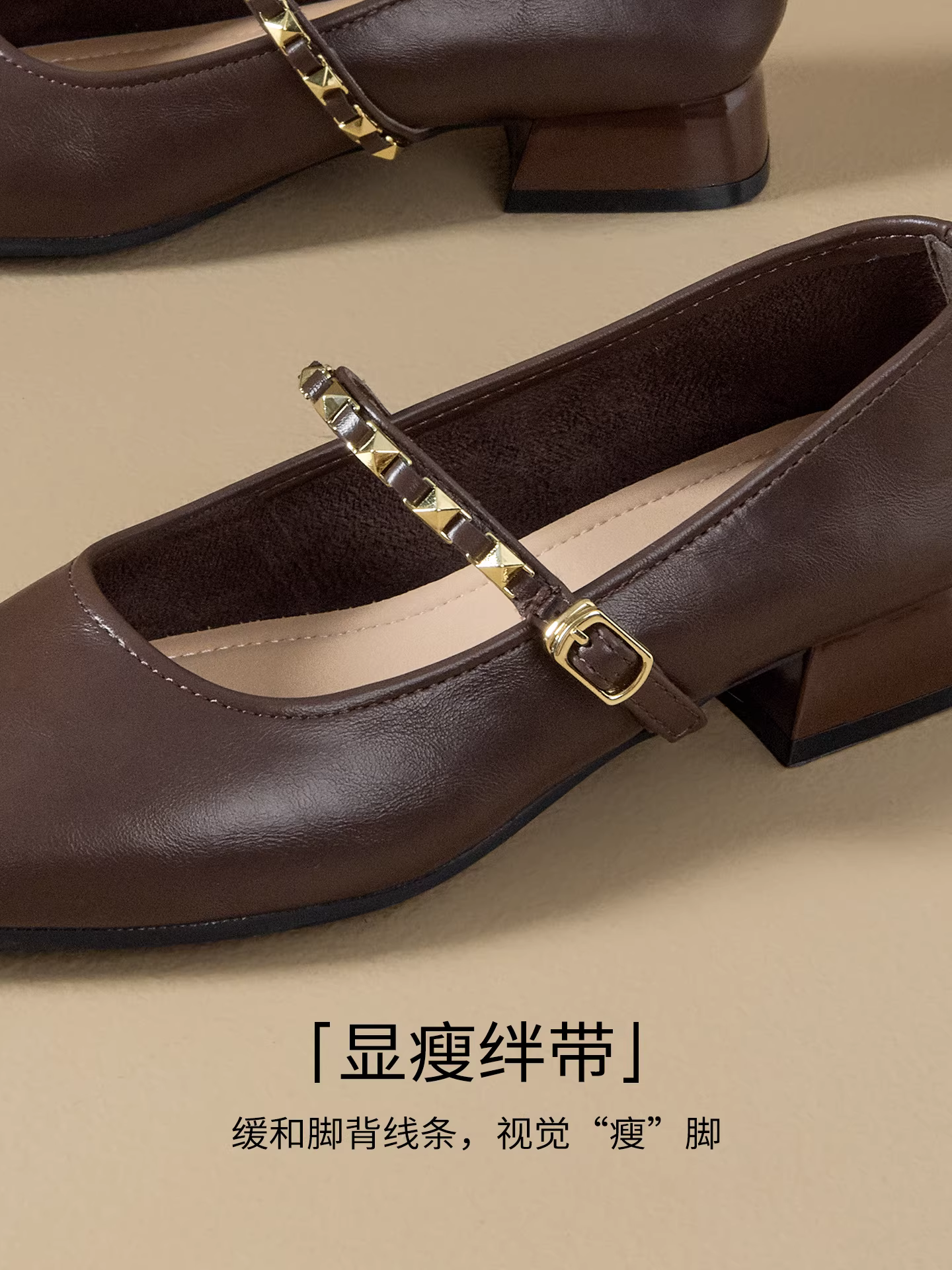 Giày đơn màu đỏ Dadong dành cho nữ 2025, giày nữ mùa thu mới với gót dày, giày Mary Jane cổ điển kiểu Pháp, giày da nhỏ đi làm.