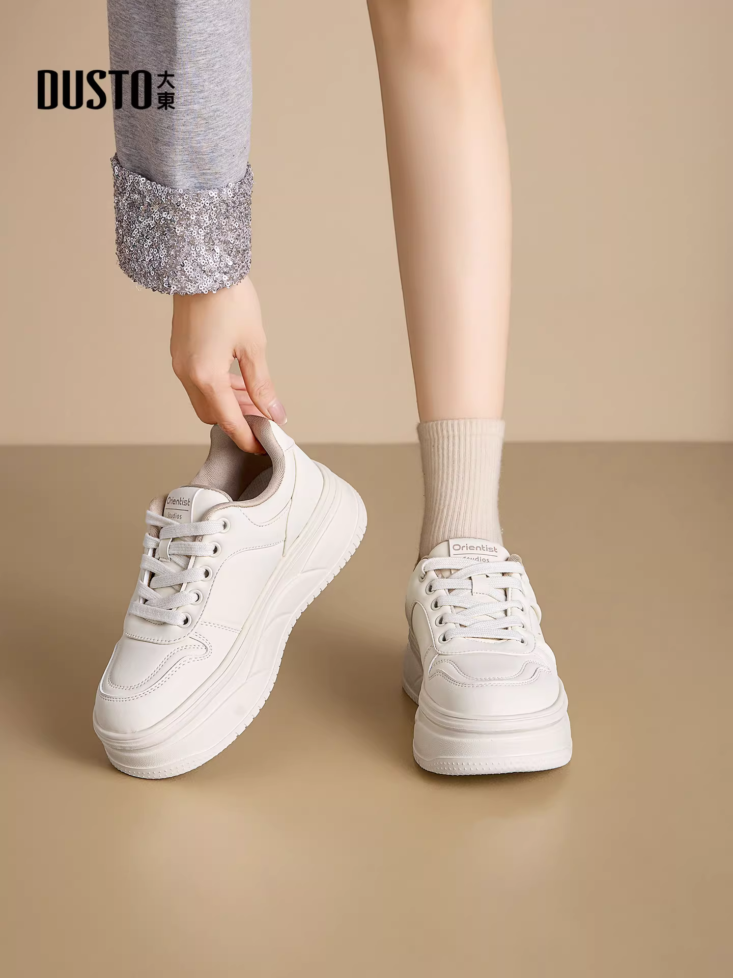 Giày thể thao Dadong nữ, mẫu mới thu đông 2025, đế dày đa năng, giày lười tăng chiều cao dành cho người nhỏ nhắn.