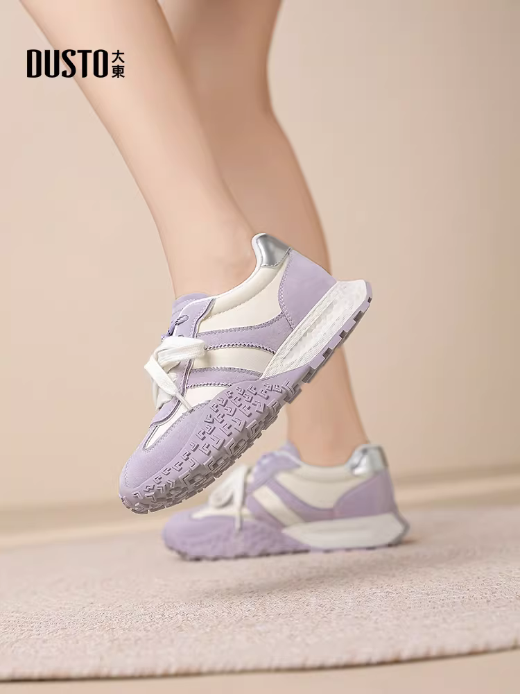 Giày thể thao Dadong màu vàng dành cho nữ, mẫu mới thu đông 2025, giày nữ thời trang, giày Agan đế dày, giày bố, giày sneaker