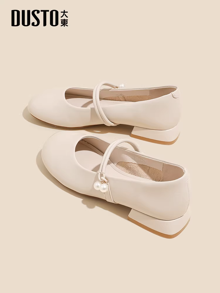 Giày kiểu Pháp Dadong phối chân váy cho nữ, giày dạ hội mới mùa thu 2025, giày da nhỏ kiểu Nhật, giày Mary Jane gót thô.