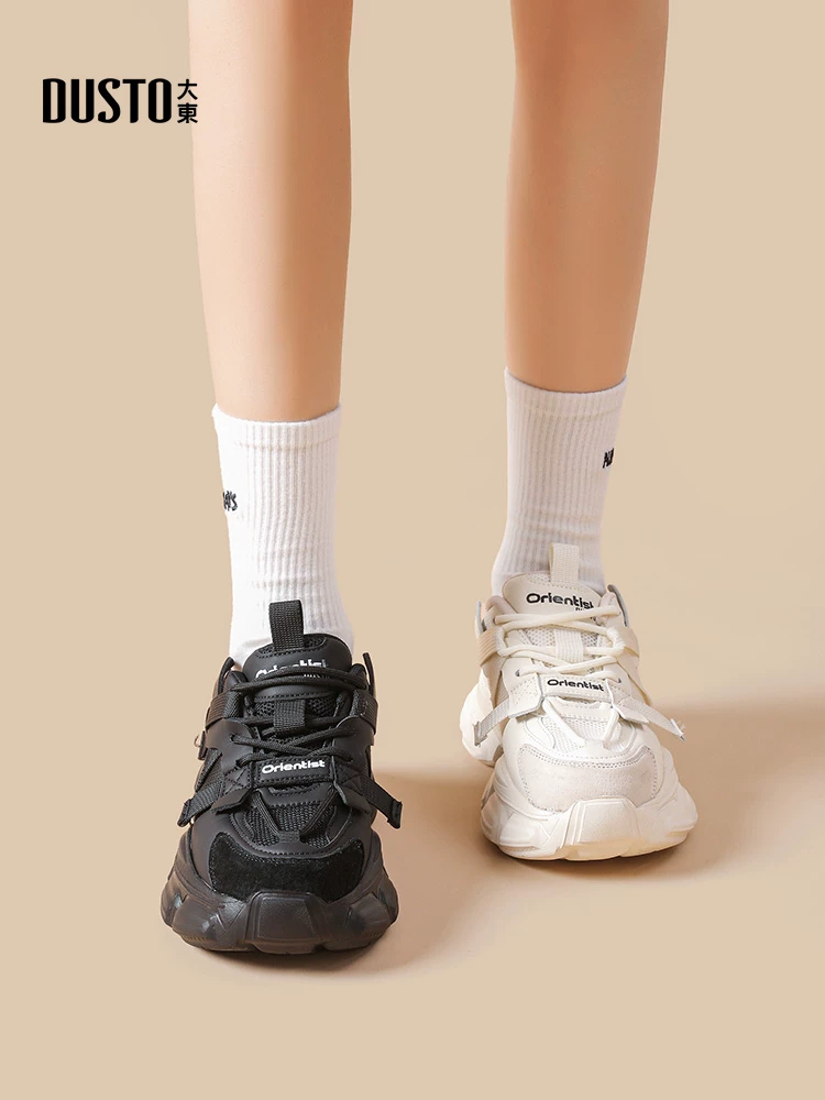 Giày bố đế dày dành cho nữ, kiểu dáng mới thịnh hành năm 2025, mùa thu đông, thoáng khí và mỏng nhẹ, tăng chiều cao, phù hợp phối cùng chân váy.