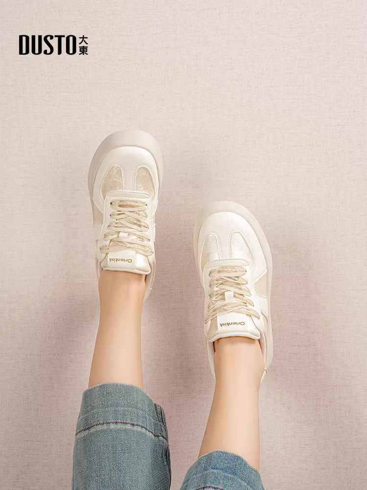 Giày thể thao Dadong nữ 2025, giày nữ thu đông mới, đế dày siêu hot, giày Agan màu bạc, giày tập, giày sneaker