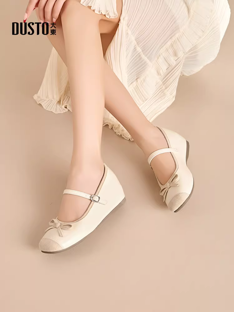 Giày bệt bạc Dadong dành cho nữ, kiểu mới mùa thu 2025, phù hợp với chân váy, giày kiểu ballet, giày Mary Jane nơ.