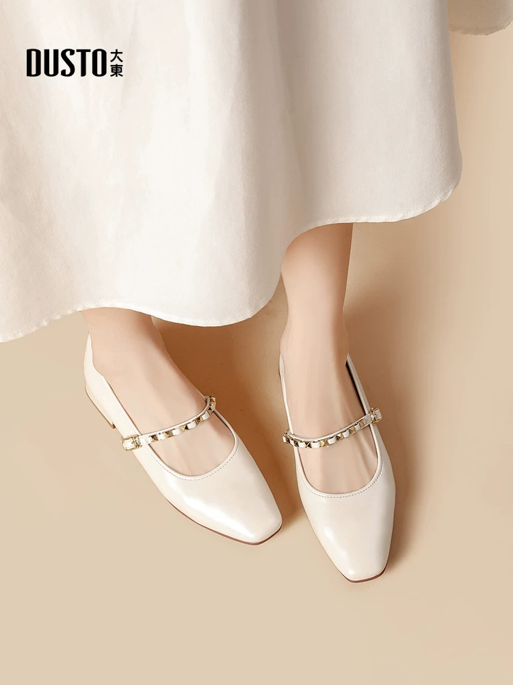 Giày Mary Jane kiểu Pháp sang trọng của Dadong dành cho nữ, bộ sưu tập thu mới 2025, phù hợp với chân váy, gót thấp, gót thô, miệng giày nông.