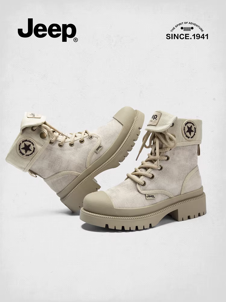 Giày bốt thời trang ngoài trời Jeep dành cho nữ 2025 kiểu dáng mới, gót chunky thời thượng, đeo được hai kiểu, đế dày, bốt ngắn, phong cách retro Anh quốc, kiểu Martin.