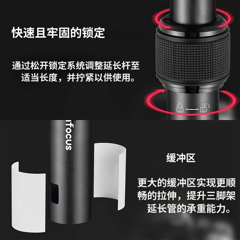 Thanh nối dài cột giữa chân máy ảnh Minifocus 60CM dành cho máy ảnh DSLR và máy ảnh không gương lật, phụ kiện chân máy ảnh hợp kim nhôm có thể điều chỉnh độ cao hai đoạn, có thể mở rộng 3/8 inch, kèm ốc vít.