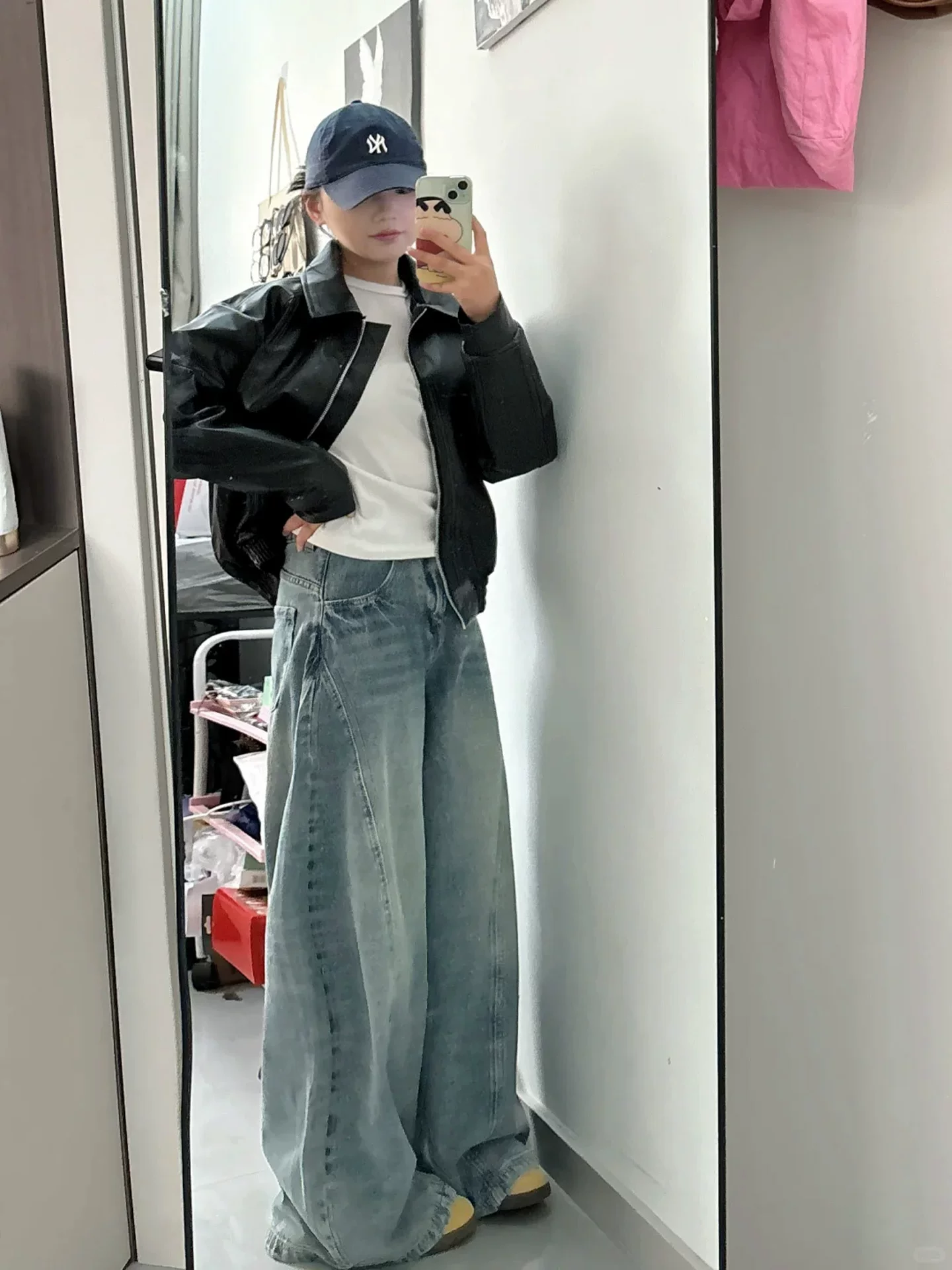 Quần jean nữ kiểu Mỹ, vạt cong, thu đông 2025, size lớn, cạp cao, dáng rộng, tôn dáng, dành cho người có thân hình quả lê, quần ống rộng