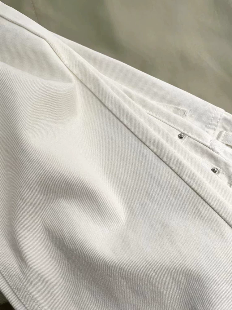 Quần jean lụa trắng dành cho nữ, kiểu dáng mỏng mùa hè, cỡ lớn, lưng cao, dáng rộng, mềm mại, tôn dáng, quần dài rộng ống rộng Tencel.