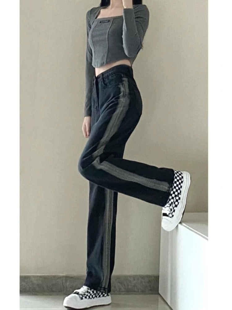 Quần jean định hình dáng quả lê dành cho nữ, lót lông cừu, dày dặn, cỡ lớn, dành cho phụ nữ béo, hông rộng và đùi dày, quần cạp cao, ống thẳng, quần ống rộng