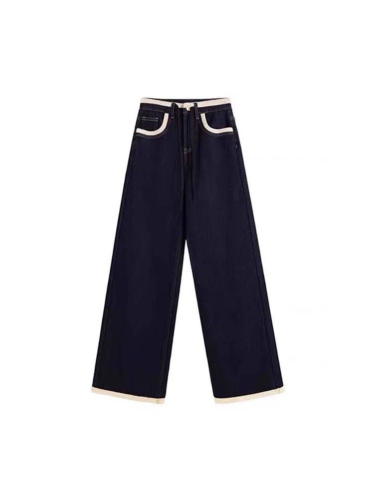 Quần jean ống đứng dày lót lông cừu dành cho nữ, cỡ lớn mùa đông, lưng cao, giảm béo, dáng rộng, dáng quả lê, quần ống rộng