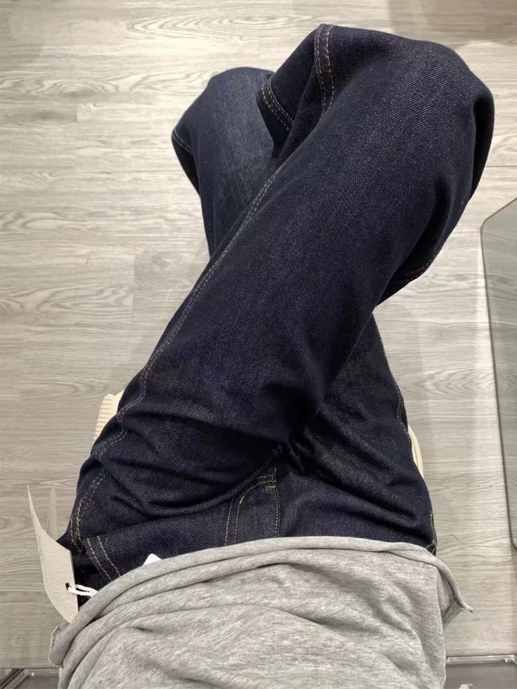 Quần jean ống đứng nữ, kiểu mới thu đông 2025, size lớn, cạp cao, dáng rộng, dành cho người có dáng quả lê, quần ống rộng