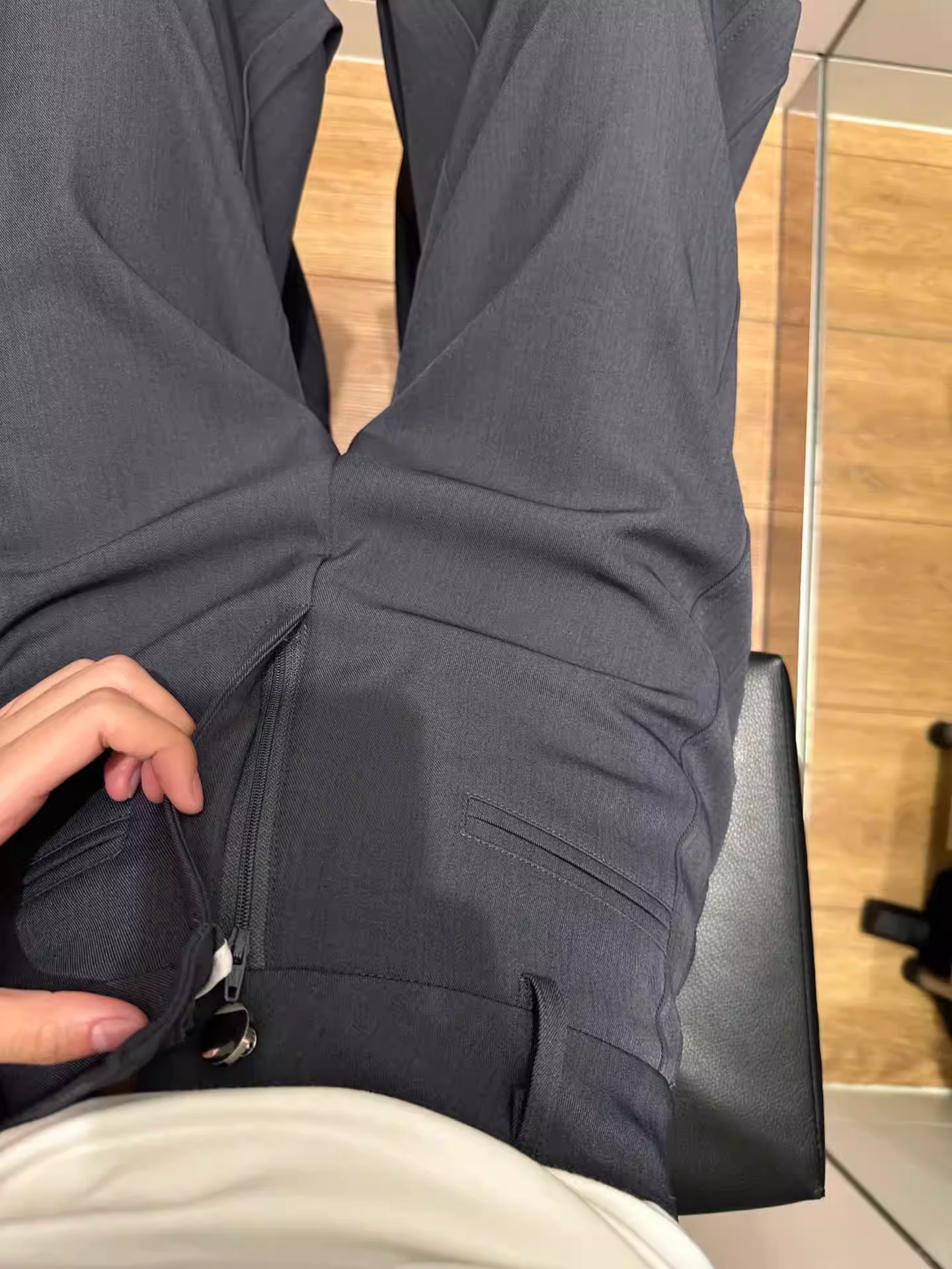 Quần âu nữ màu xám, mùa hè 2025, size lớn, cạp cao, tôn dáng, ống đứng/ống rộng