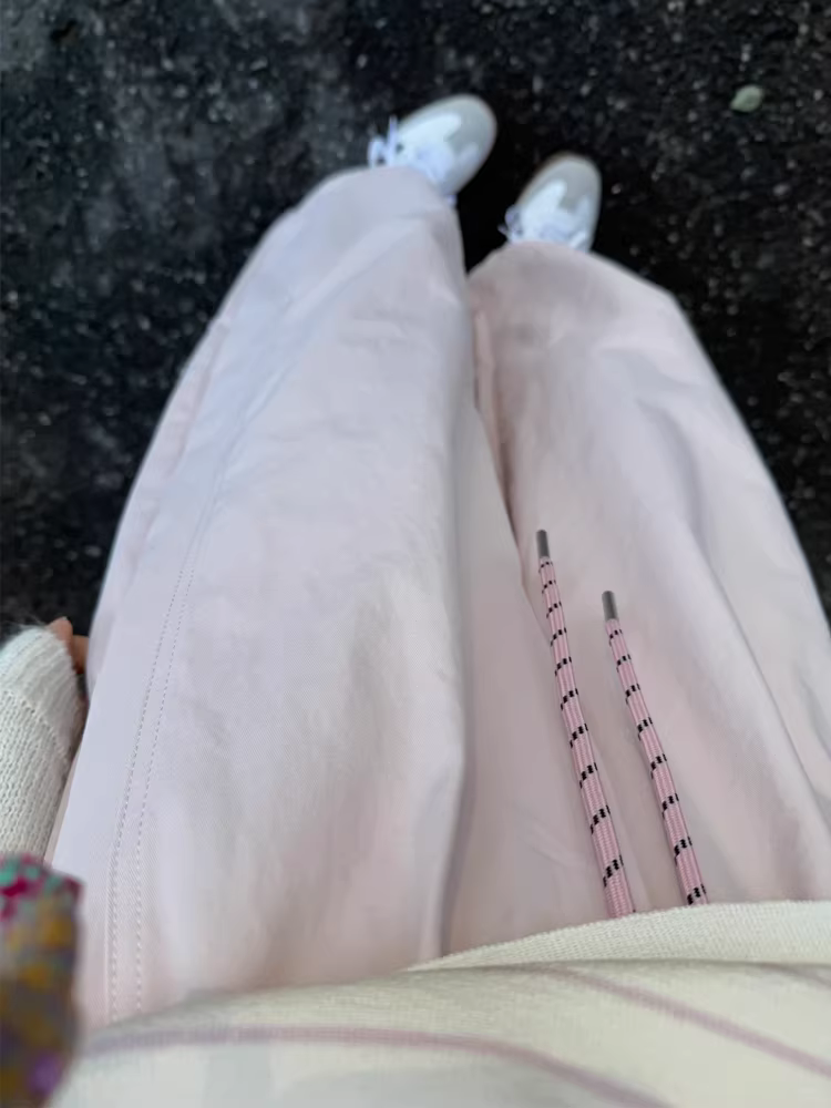 Quần bóng bay màu hồng dành cho nữ, cỡ lớn mùa hè, lưng cao, dáng rộng, giảm béo, dáng quả lê, quần ống rộng thông thường bằng vải cotton và vải lanh