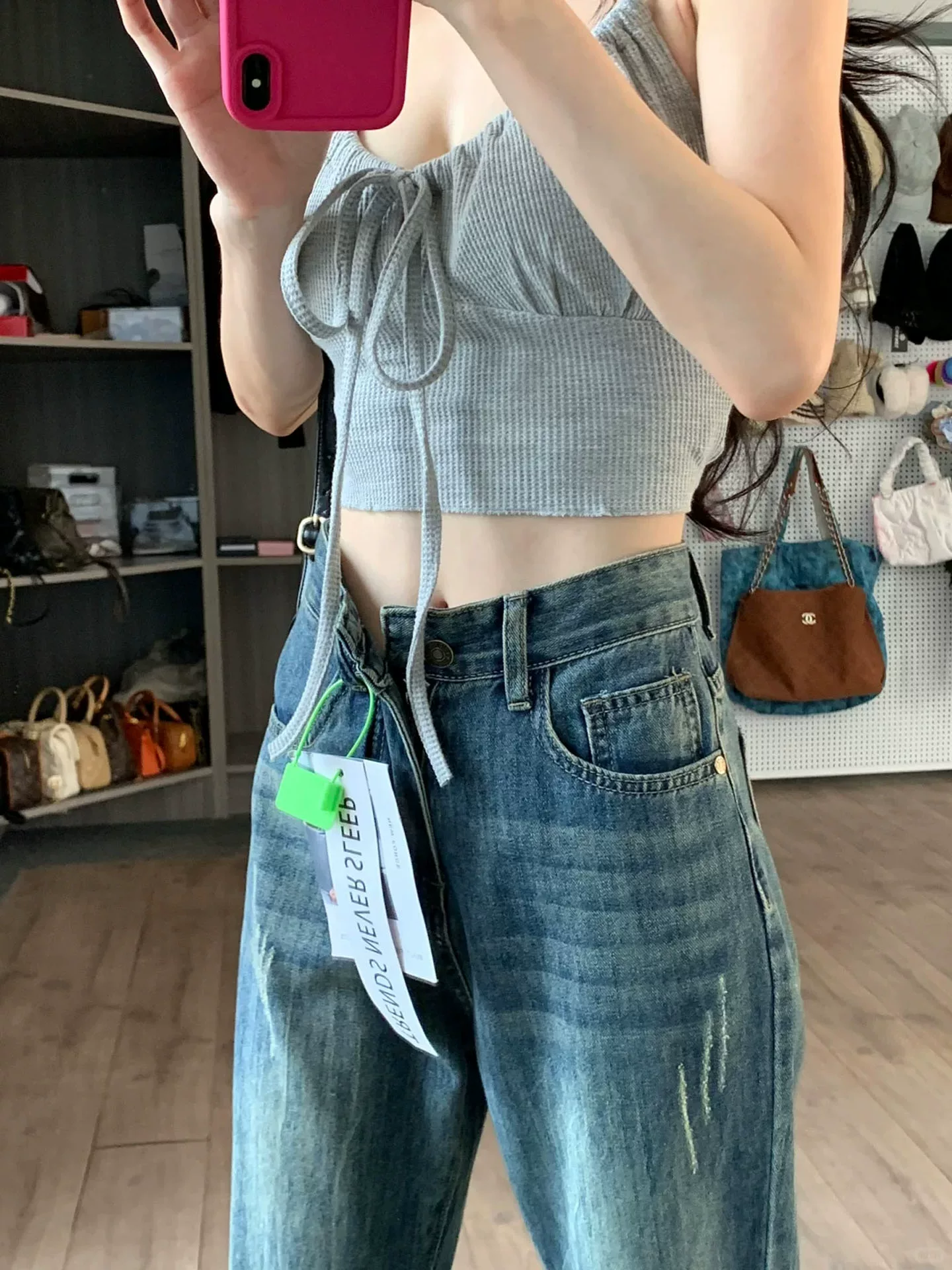 Quần jean ống loe rộng kiểu retro Mỹ dành cho nữ, size lớn mùa hè, cạp cao, dáng rộng, quần chuông tôn dáng.