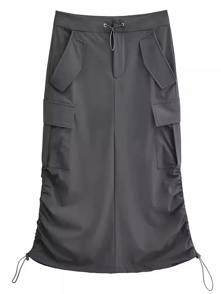 Váy công sở màu xám dành cho nữ, váy chữ A dáng quả lê mùa hè, váy dài vừa phải, cạp cao, tôn dáng, dành cho nữ cỡ lớn.