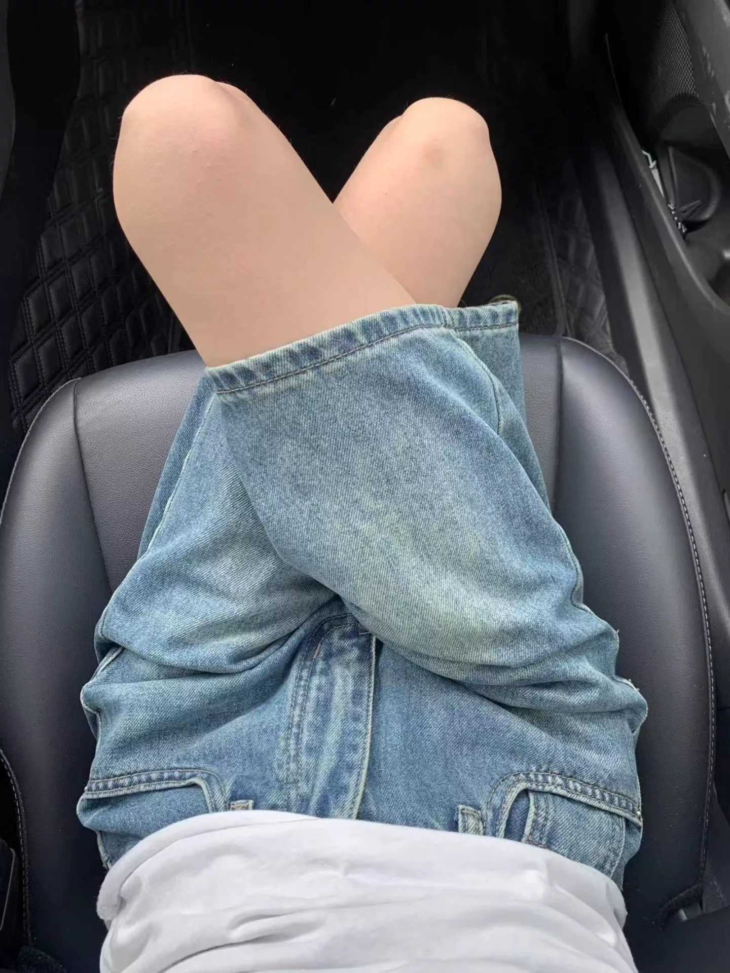 Quần short denim nữ, kiểu dáng mùa hè, cỡ lớn, cạp cao, che hông, giảm béo, dáng quả lê, chân thẳng, quần short dài vừa phải ống rộng