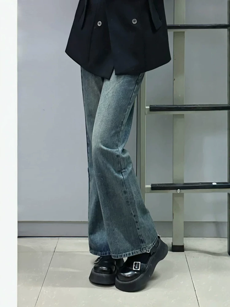 Quần jeans loe nữ, mùa thu, size lớn, cạp cao, co giãn, tôn dáng, dành cho người có dáng quả lê, che hông, quần dài ống loe