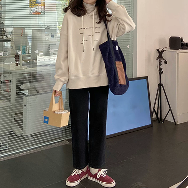 Quần jean dáng thẳng cạp cao, dáng ôm, đa năng, tôn dáng, kiểu dáng thuốc lá, có lớp lót lông cừu, size lớn, mùa thu đông 2022 dành cho nữ