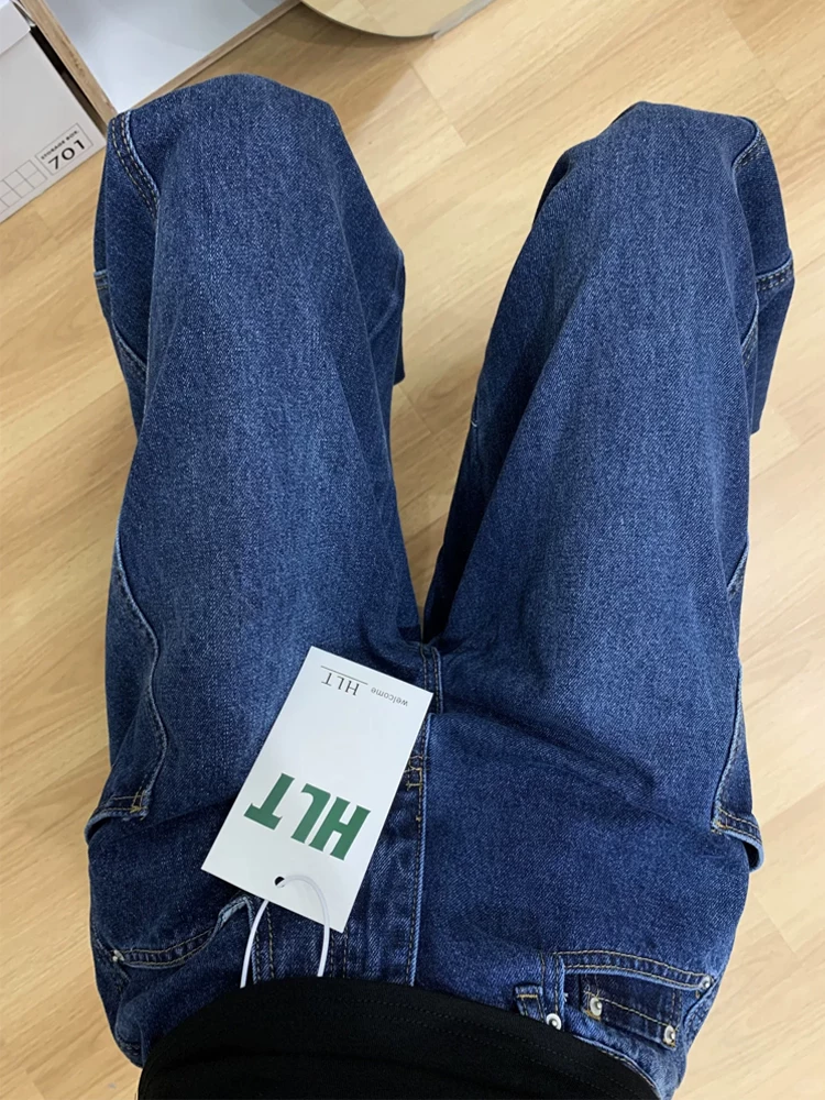 Quần jeans dáng scimitar vintage nữ xuân 2025, size lớn, cạp cao, rộng rãi, tôn dáng, ống rộng, dài chạm sàn