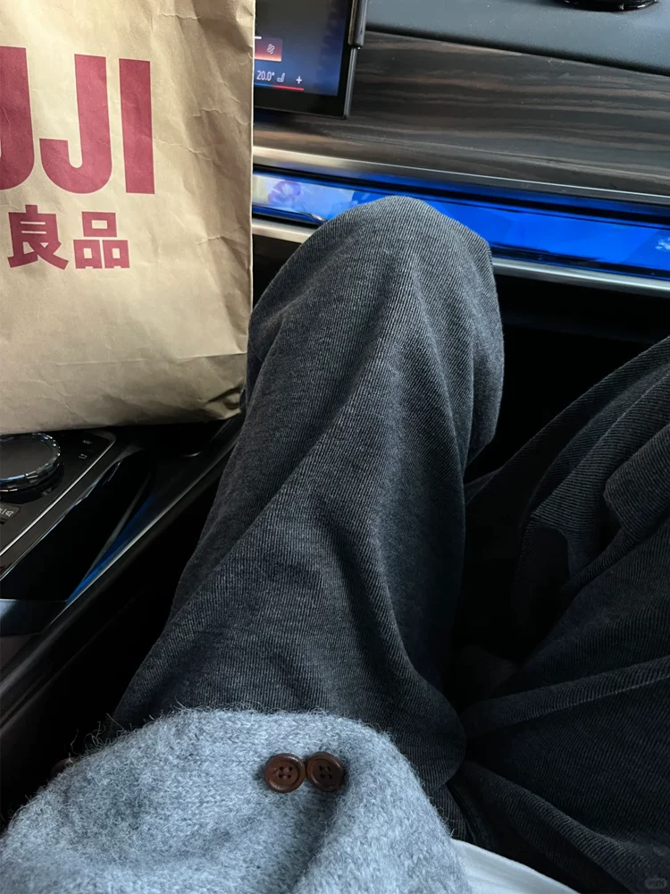 Quần gạo nếp kiểu lười dành cho nữ, mùa thu đông, lót lông cừu, cỡ lớn, lưng cao, dáng suôn, giảm béo, dáng quả lê, quần ống rộng thông thường