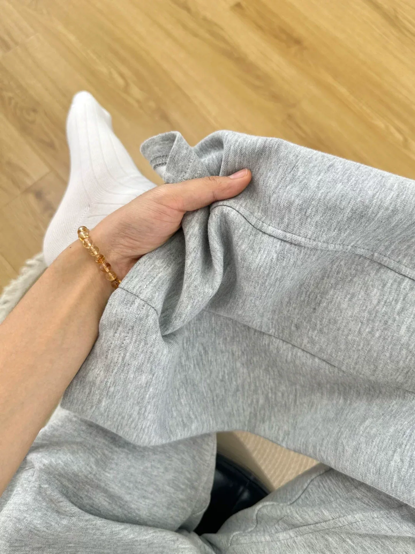 Quần ống loe màu xám lười biếng dành cho nữ, mùa thu đông, cỡ lớn, lưng cao, giảm béo, dáng suôn, dáng quả lê, quần thể thao ống rộng