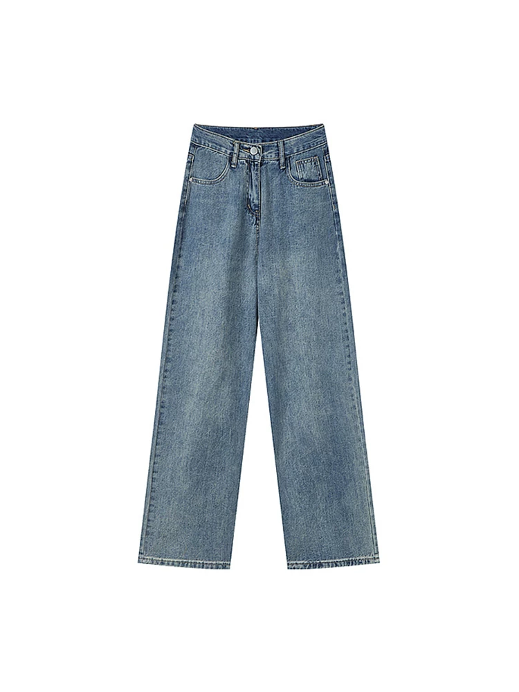 Quần jean ống đứng dáng lê dành cho nữ, size lớn, mùa thu sớm, dành cho chị em mũm mĩm, cạp cao, dáng rộng, tôn dáng, quần dài ống rộng