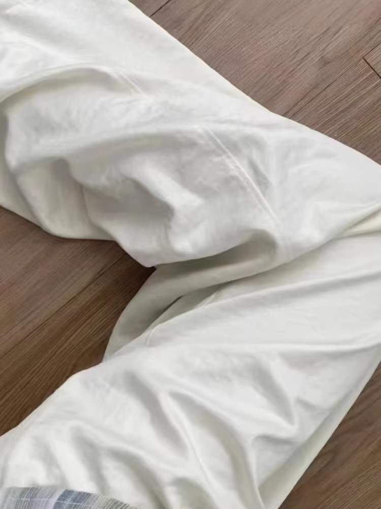 Quần màu xanh sữa dành cho nữ, quần Yamamoto bằng lụa băng mùa hè, cỡ lớn, lưng cao, mềm mại, thon gọn, quần ống rộng dài đến sàn, phong cách giản dị