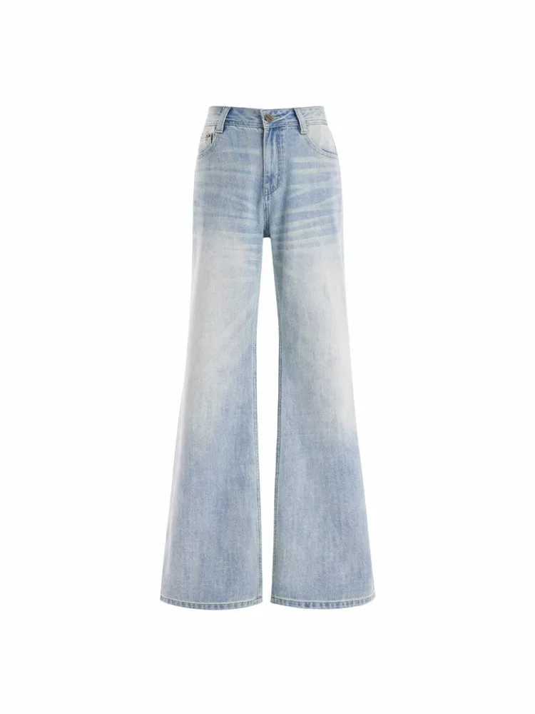 Quần jean nữ màu sáng, không bó sát, hơi loe, kiểu dáng mùa hè mỏng nhẹ, size lớn, cạp cao, rộng rãi, tôn dáng, quần dài loe chất liệu Tencel.