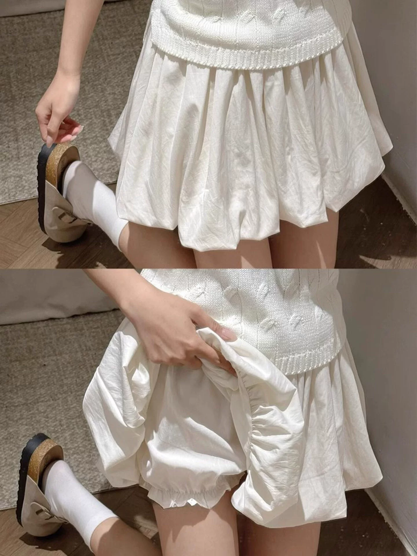 Váy xếp ly dáng chữ A cao eo họa tiết hoa dành cho nữ, mùa hè 2025, size lớn, váy ngắn kiểu đèn lồng dành cho người có thân hình quả lê, quần culottes.