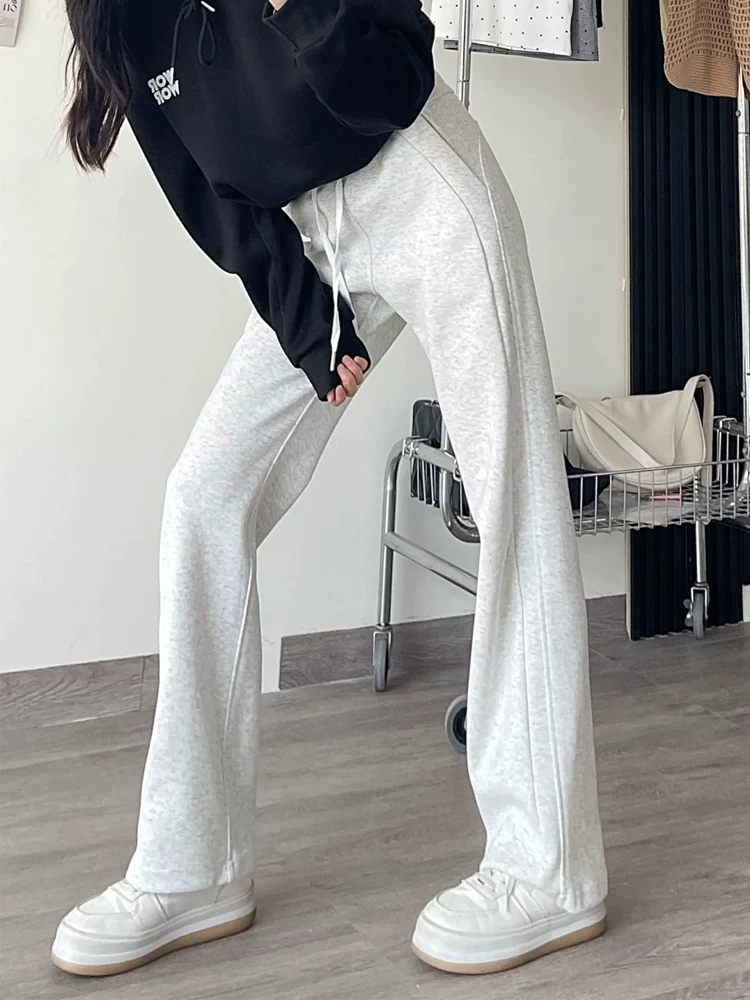 Quần jogger nữ kiểu Mỹ cổ điển, xu hướng mùa xuân 2025, size lớn, cạp cao, dáng rộng, tôn dáng