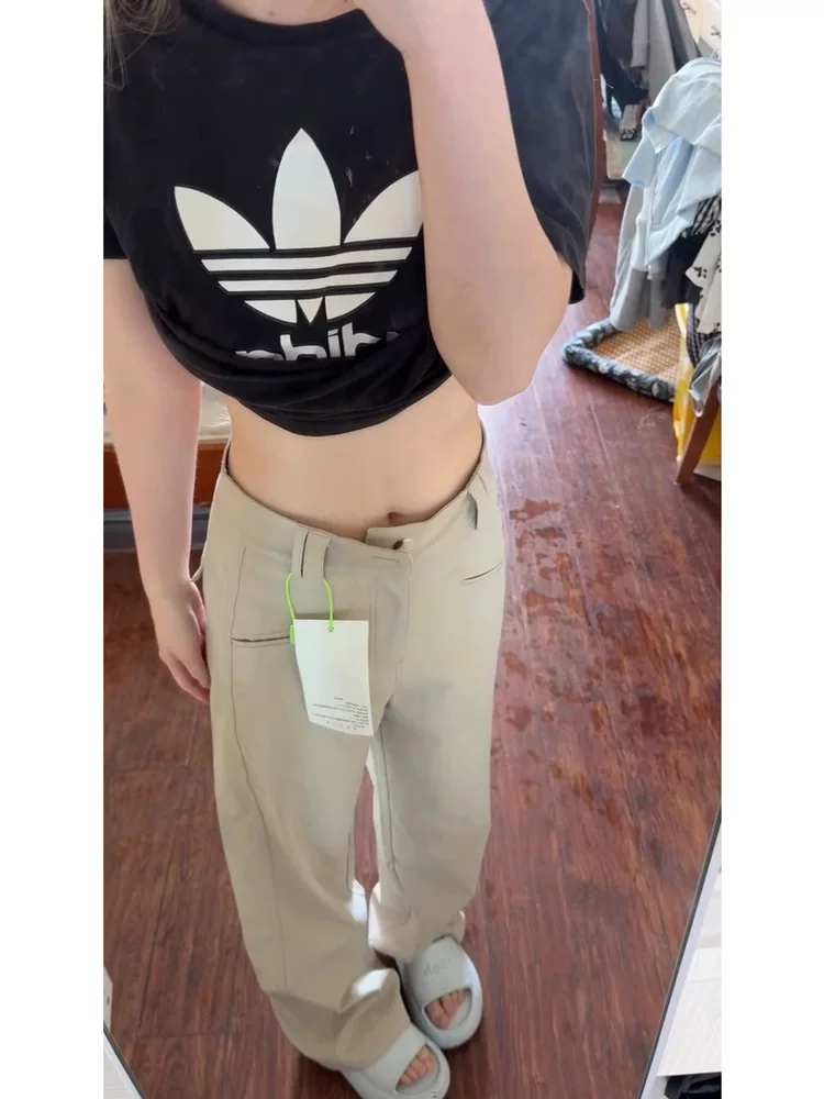 Quần âu màu mơ dành cho nữ, size lớn mùa hè, cạp cao, dáng rộng, tôn dáng, phù hợp với dáng người hình quả lê, quần cargo ống rộng dáng thẳng.