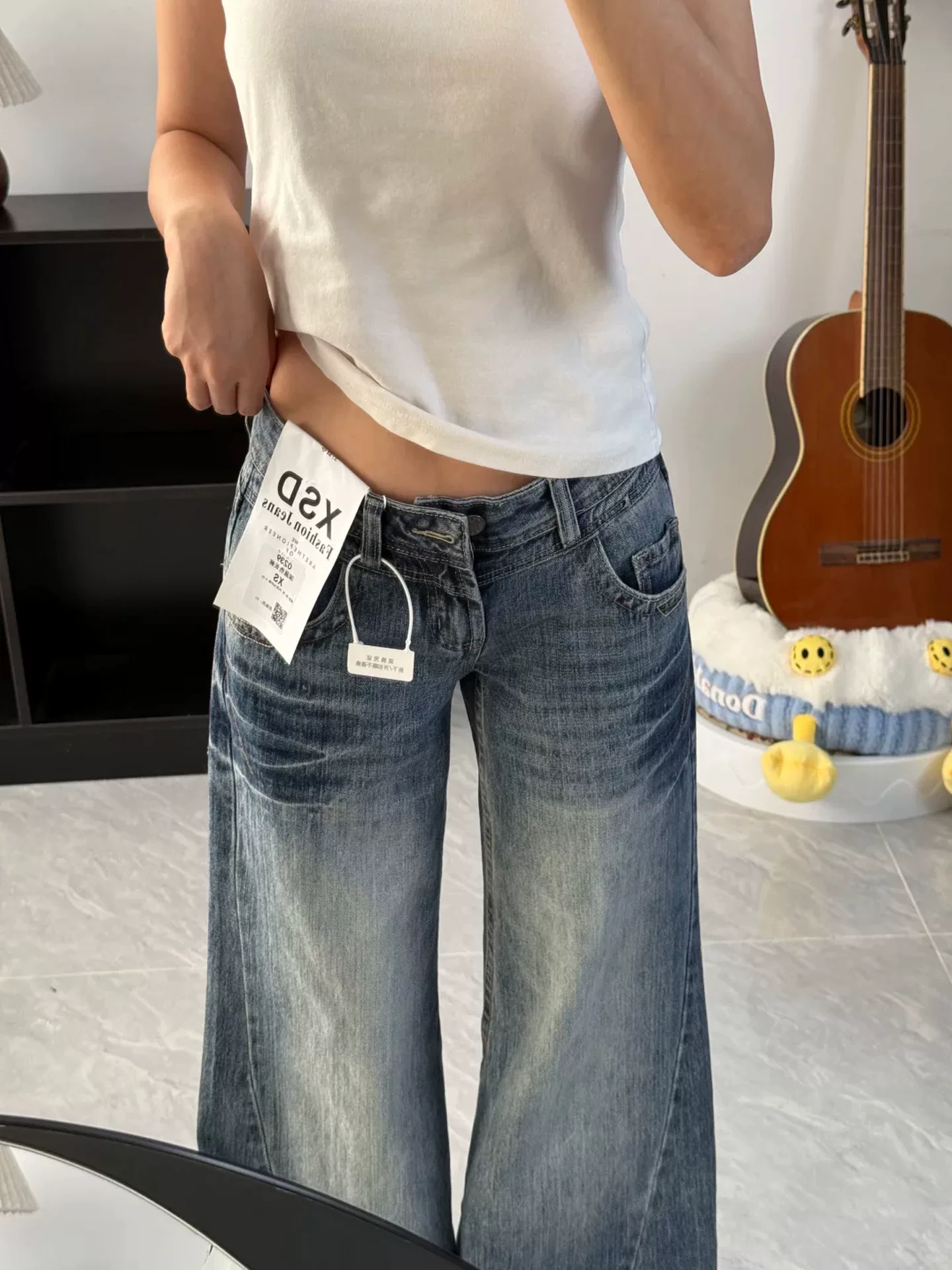 Quần jean ống loe kiểu Mỹ cổ điển dành cho nữ, mùa thu, cỡ lớn, cạp cao, dáng rộng, tôn dáng, quần ống loe không bó sát