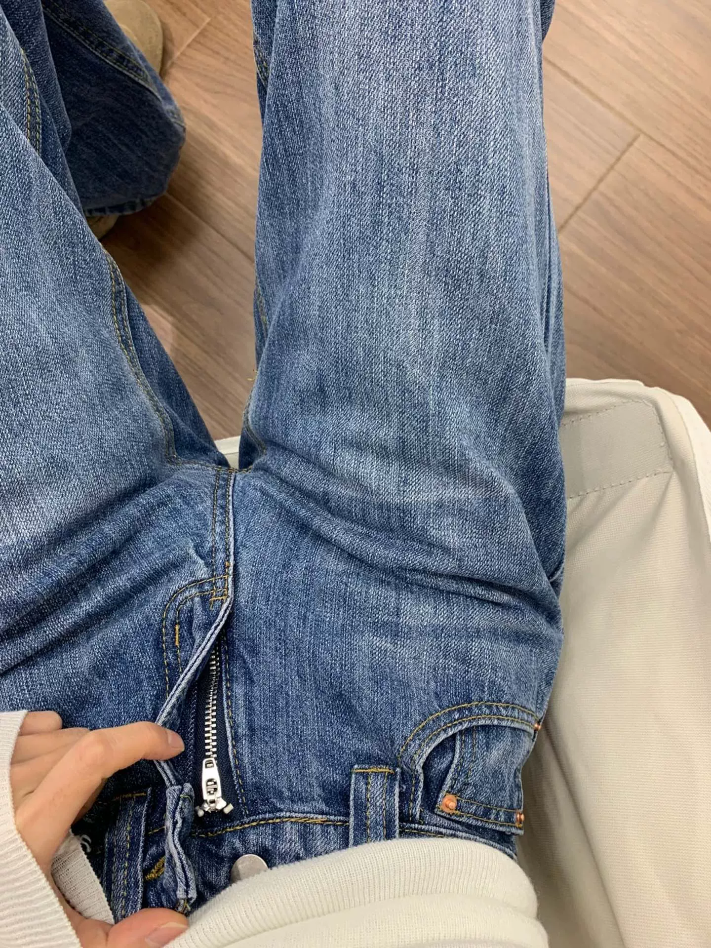 Quần jean ống rộng kiểu Mỹ dành cho nữ, đầu thu, cỡ lớn, thiết kế tinh tế, lưng cao, dáng rộng, tôn dáng, thân hình quả lê, quần ống thẳng