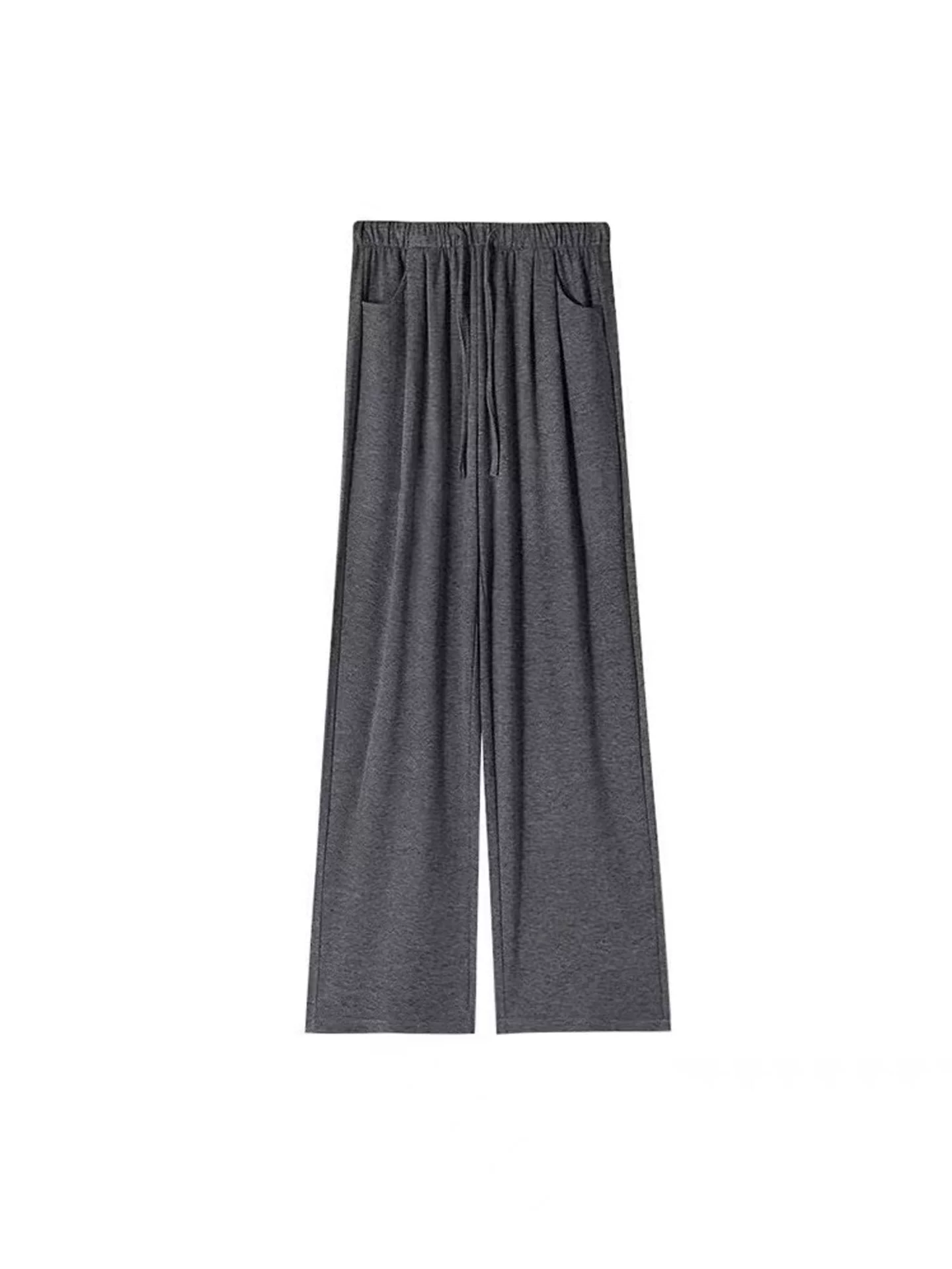 Quần dài dày dặn có lót lông cừu màu xám đậm dành cho nữ, cỡ lớn mùa đông, cạp cao, giảm béo, quần ống rộng dáng thẳng thông thường.