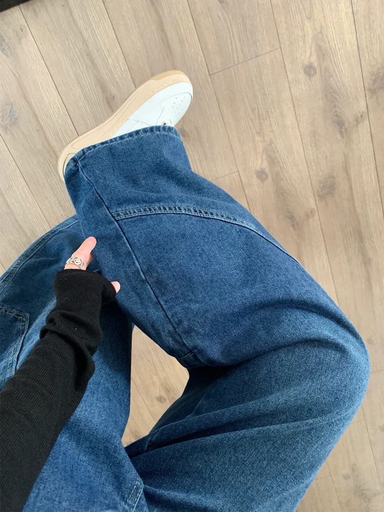 Quần jean kiểu Mỹ dành cho nữ, đầu thu, cỡ lớn, lưng cao, dáng rộng, tôn dáng, quần ống rộng hình quả chuối