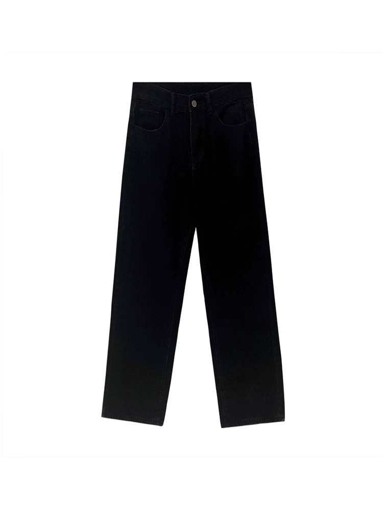 Quần jean ống đứng dáng lê dành cho nữ, cỡ lớn, kiểu dáng mùa xuân, lưng cao, co giãn, che hông, giảm béo, quần ống rộng hẹp