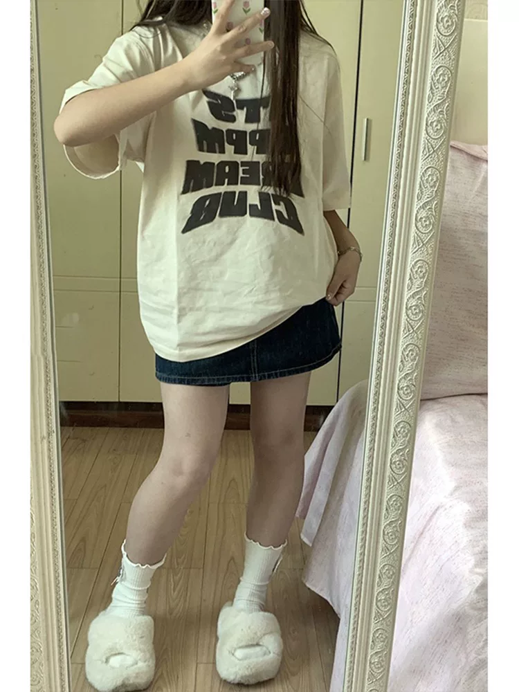 Thân hình quả lê, hơi mũm mĩm, mặc váy denim, size lớn mùa hè dành cho nữ, cạp cao, che bụng, quần váy chữ A thon gọn