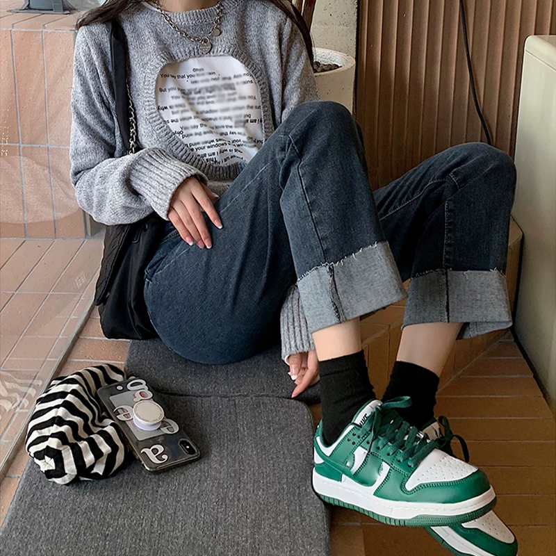 Quần jean ống đứng dáng lê dành cho nữ cỡ lớn, chị em mũm mĩm, cạp cao, rộng rãi, tôn dáng, co giãn, ống rộng