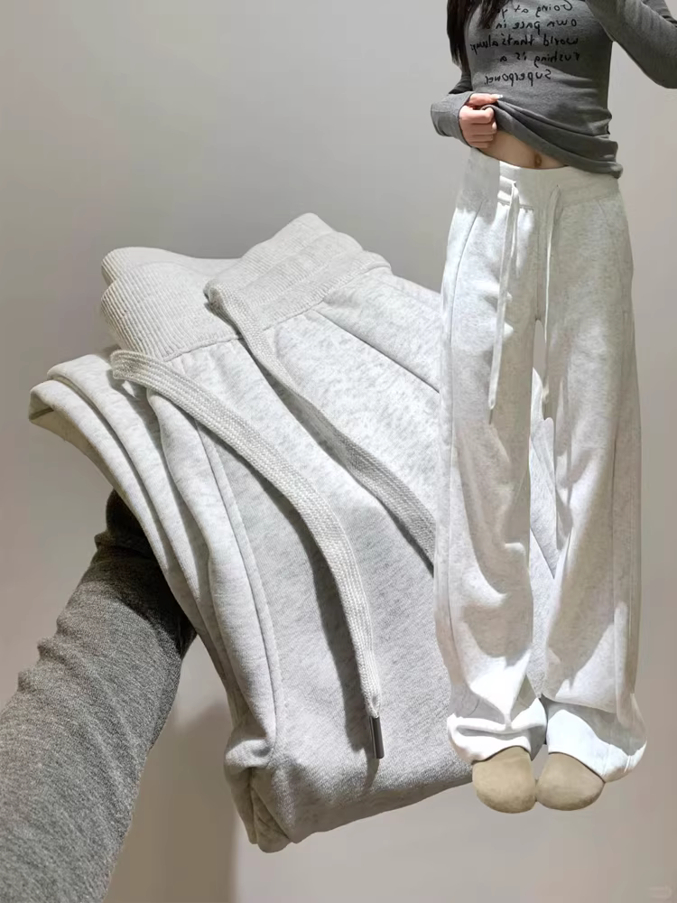 Quần thể thao nữ mùa thu 2025, size lớn, cạp cao, dáng rộng, suôn, tôn dáng, ống rộng