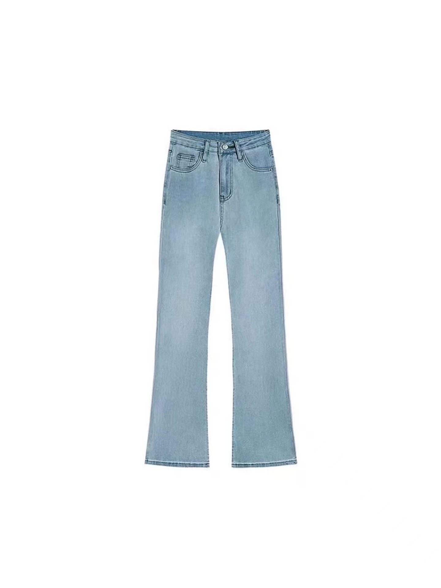 Quần jean Tencel màu sáng dành cho nữ, kiểu dáng mỏng mùa hè, cỡ lớn, lưng cao, tôn dáng, không bó sát, quần ống chuông bằng vải lụa băng