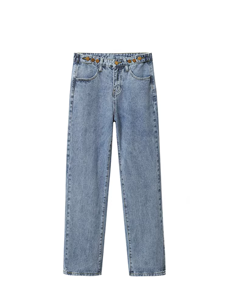 Quần jean ống đứng cỡ lớn dành cho nữ mùa thu, quần ống rộng cạp cao dáng rộng giúp giảm béo cho các cô nàng mũm mĩm, phong cách cá tính.