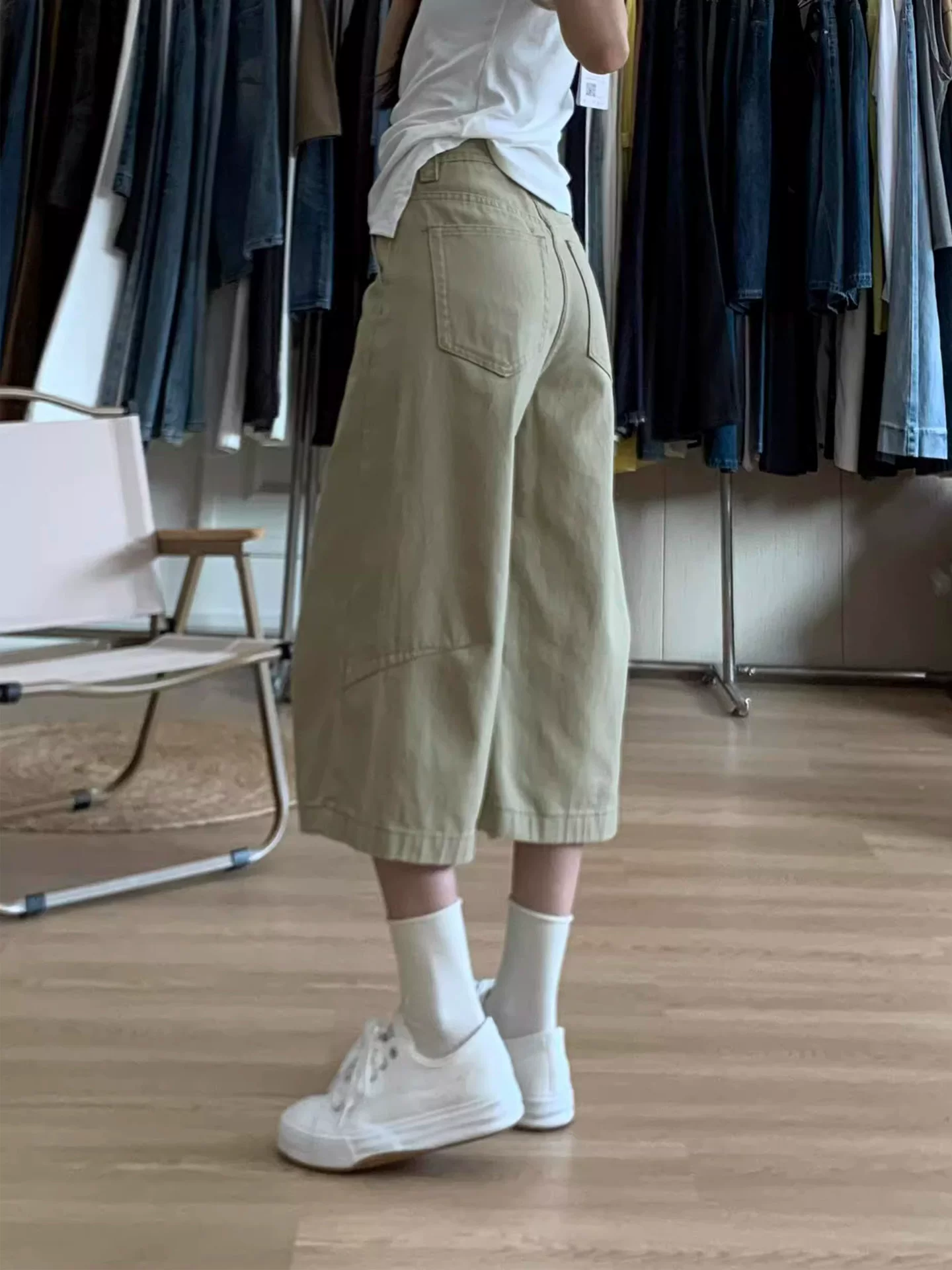 Quần jeans kaki ống rộng nữ hè 2025 kiểu mới size lớn cạp cao dáng rộng tôn dáng quần lửng ống thẳng