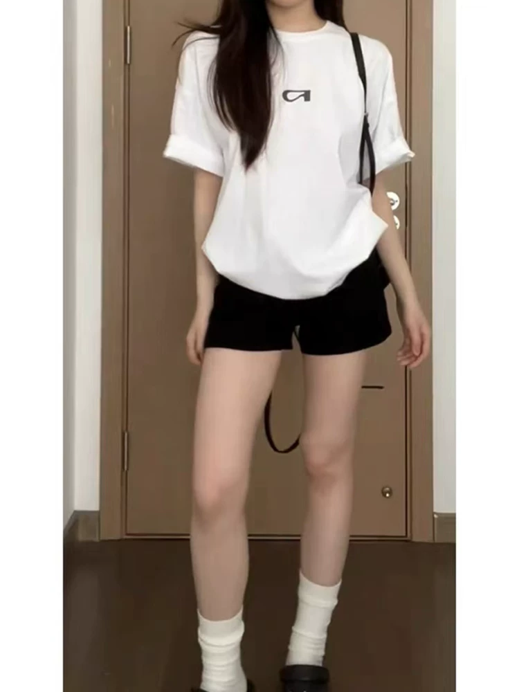 Quần short thể thao đen nữ mùa hè 2025, size lớn, cạp cao, co giãn, che hông, tôn dáng, mặc thường ngày