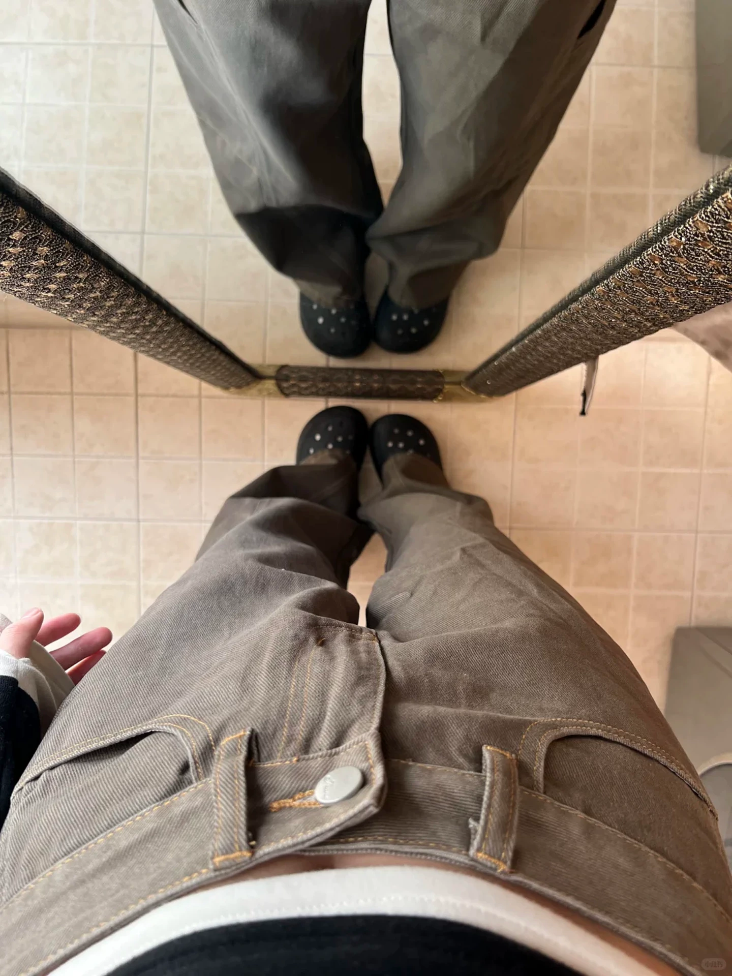 Quần cargo ống rộng màu xám dành cho nữ, phong cách đầu thu, cỡ lớn, lưng cao, dáng rộng, dáng thon gọn, dáng quả lê, quần jean ống thẳng