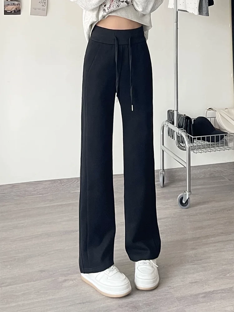 Quần jogger nữ kiểu Mỹ cổ điển, xu hướng mùa xuân 2025, size lớn, cạp cao, dáng rộng, tôn dáng