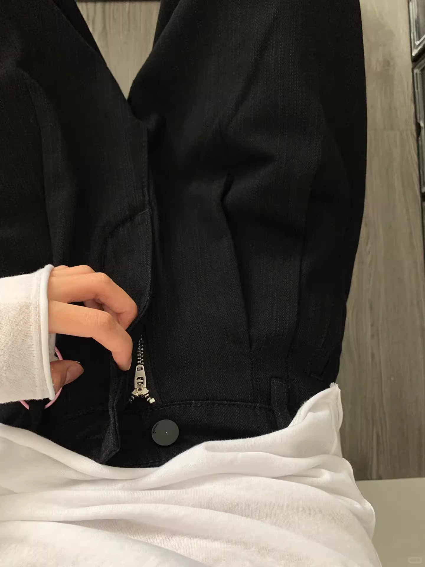 Quần jean đen dáng lê dành cho nữ, size lớn mùa thu, cạp cao, dáng rộng, suôn mềm, tôn dáng, quần ống rộng thoải mái