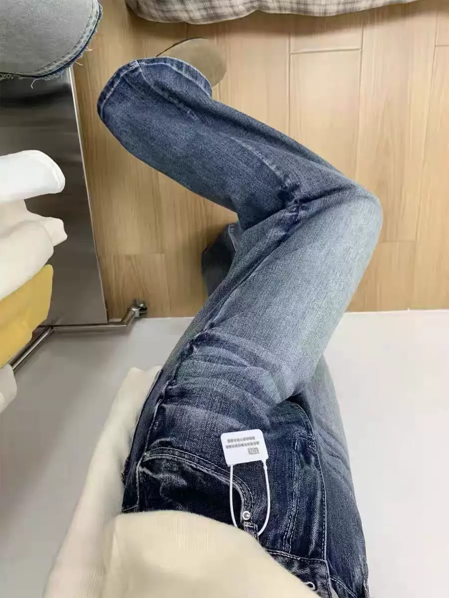 Quần jean ống loe kiểu Mỹ dành cho nữ, bộ sưu tập mùa xuân mới, cỡ lớn, lưng cao, dáng rộng, thon gọn, ống chuông, ống thẳng, quần dài chạm sàn