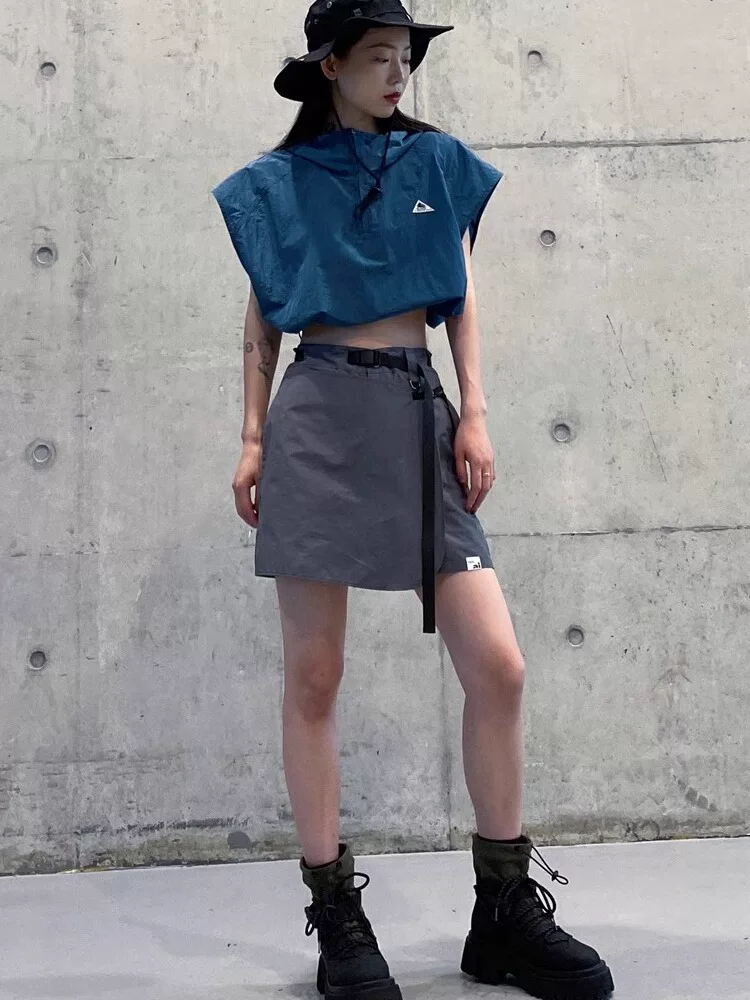 Váy ngắn công sở dành cho nữ, kiểu dáng mỏng mùa hè, cỡ lớn, lưng cao, che hông, váy chữ A thon gọn, dáng quả lê, váy quần nhỏ nhắn.