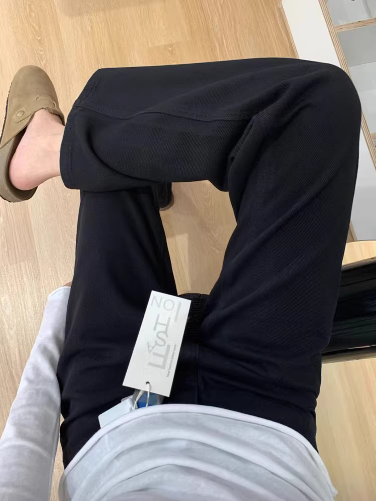 Quần jean ống đứng màu đen cho nữ, cỡ lớn, phong cách mới mùa thu, lưng cao, dáng rộng, giảm béo, dáng quả lê, quần ống rộng